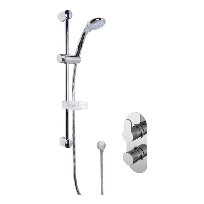 Nuie Arvan Chrome Concealed Thermostatic Twin Round Valve with Slide Rail Nuie Arvan Chrome Concealed Thermostatic Twin Round Valve with Slide Rail