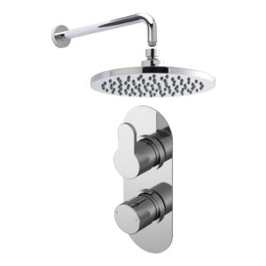 Nuie Arvan Chrome Round Concealed Shower Set with Valve, Head & Arm