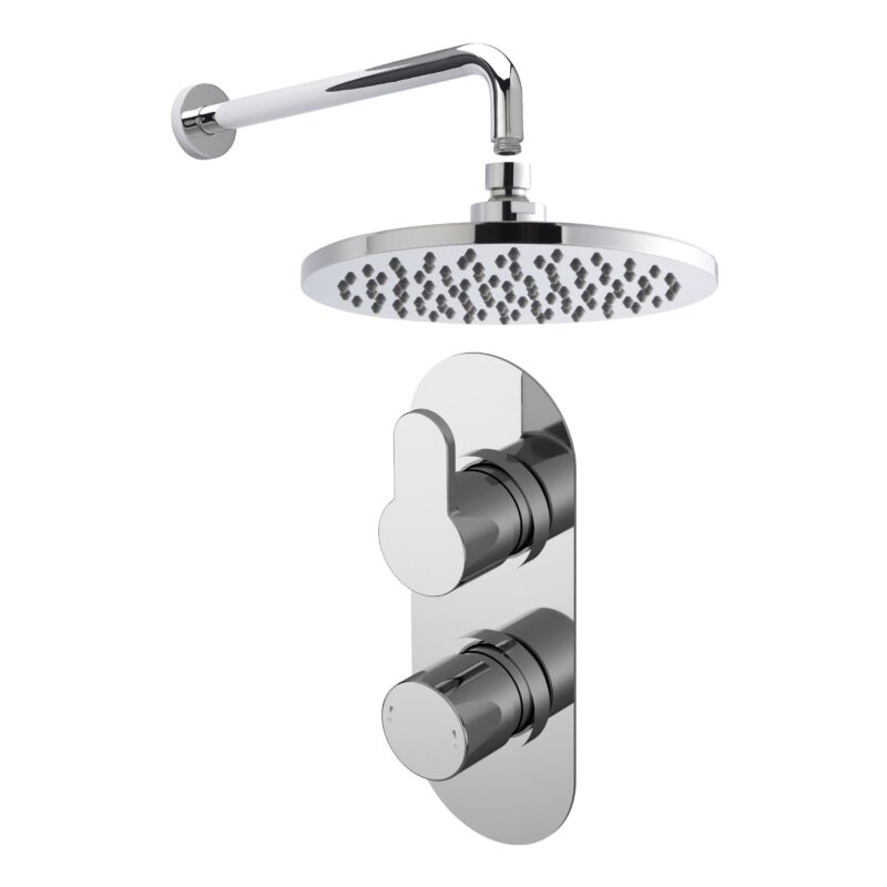 Nuie Arvan Chrome Round Concealed Shower Set with Valve, Head & Arm Nuie Arvan Chrome Round Concealed Shower Set with Valve, Head & Arm