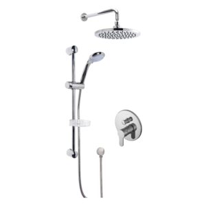 Nuie Arvan Chrome Single Lever Shower Set with Fixed Head & Slide Rail Kit
