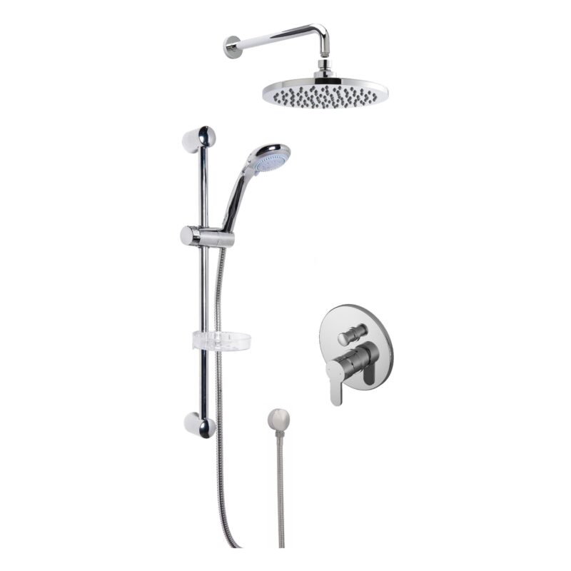 Nuie Arvan Chrome Single Lever Shower Set with Fixed Head & Slide Rail Kit Nuie Arvan Chrome Single Lever Shower Set with Fixed Head & Slide Rail Kit