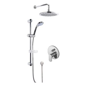 Nuie Binsey Chrome Single Lever Shower Set with Fixed Head & Slide Rail Kit