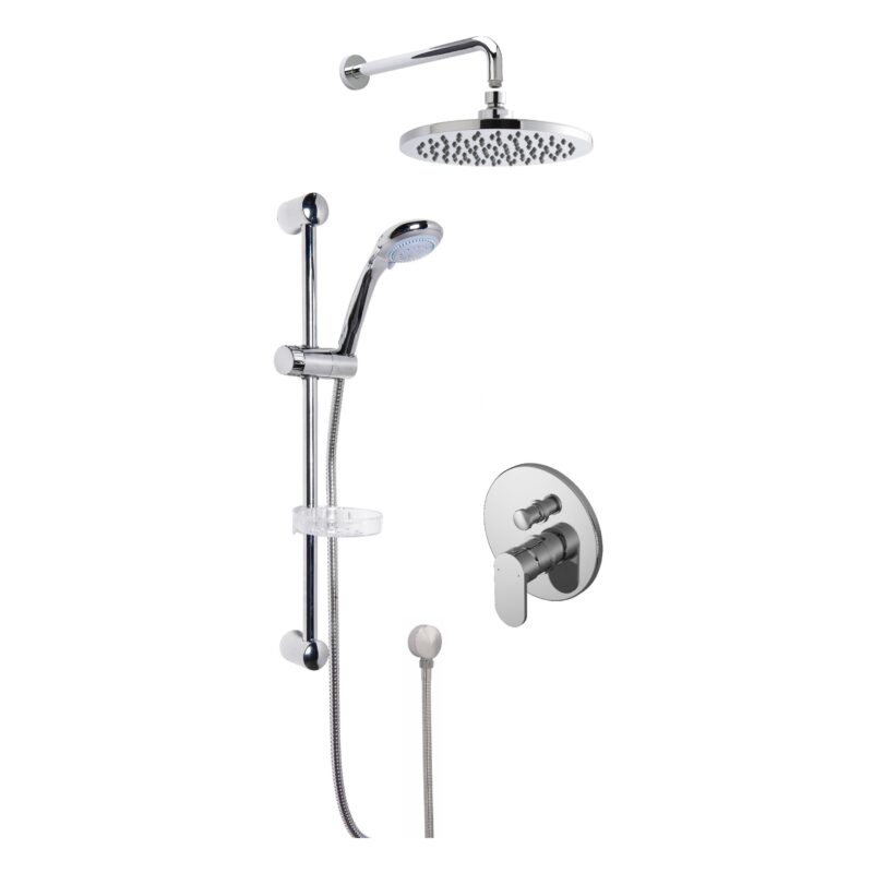 Nuie Binsey Chrome Single Lever Shower Set with Fixed Head & Slide Rail Kit Nuie Binsey Chrome Single Lever Shower Set with Fixed Head & Slide Rail Kit