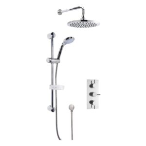 Nuie Chrome Triple Control Concealed Shower Set with Fixed Head & Handset