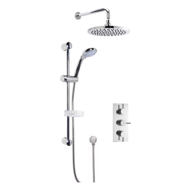 Nuie Chrome Triple Control Concealed Shower Set with Fixed Head & Handset Nuie Chrome Triple Control Concealed Shower Set with Fixed Head & Handset