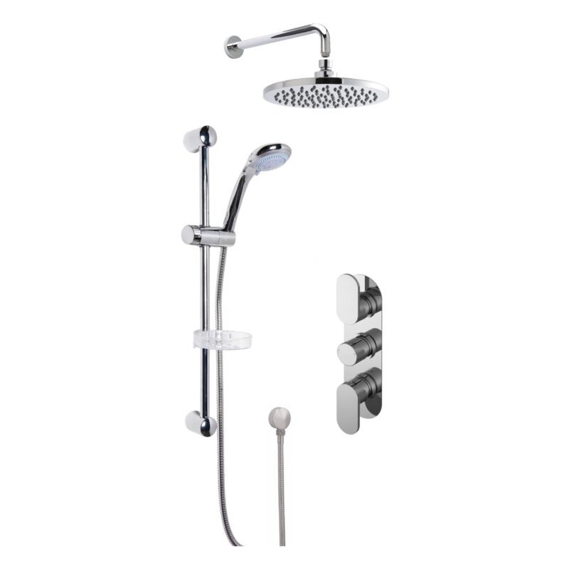 Nuie Binsey Concealed Chrome Shower with Triple Round Valve, Fixed Head & Handset Nuie Binsey Concealed Chrome Shower with Triple Round Valve, Fixed Head & Handset