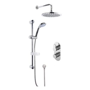 Nuie Arvan Chrome Twin Round Concealed Shower System with Fixed & Hand Shower
