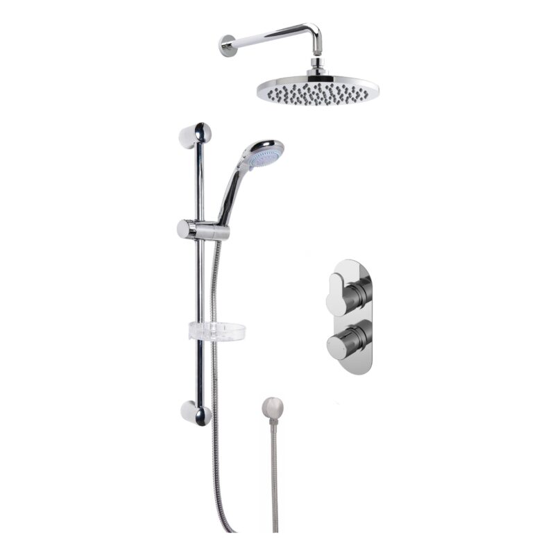 Nuie Arvan Chrome Twin Round Concealed Shower System with Fixed & Hand Shower Nuie Arvan Chrome Twin Round Concealed Shower System with Fixed & Hand Shower