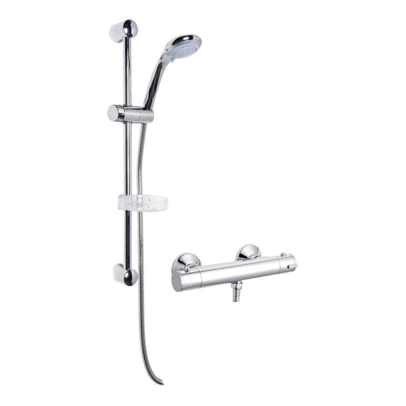Nuie Chrome Round Bar Shower Valve & Slide Rail Kit Nuie Chrome Round Bar Shower Valve & Slide Rail Kit
