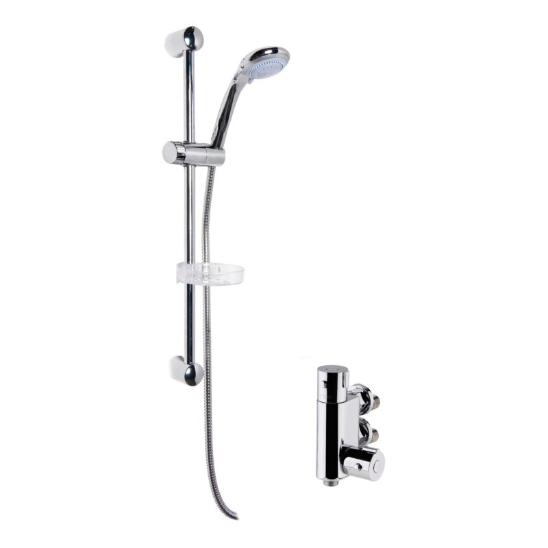 Nuie Chrome Vertical Thermostatic Exposed Shower Valve & Classic Slide Rail Kit Nuie Chrome Vertical Thermostatic Exposed Shower Valve & Classic Slide Rail Kit