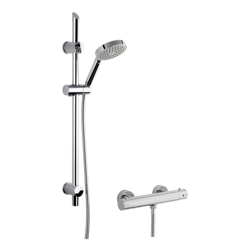 Nuie Chrome Round Bar Shower Valve & Slim Slide Rail Kit Nuie Chrome Round Bar Shower Valve & Slim Slide Rail Kit