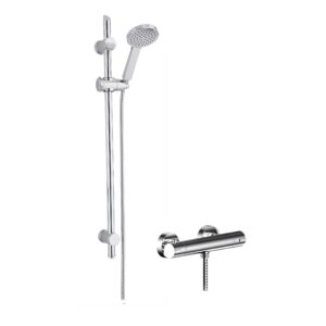 Nuie Binsey Thermostatic Bar Shower Valve & Water Saving Slide Rail Kit Chrome