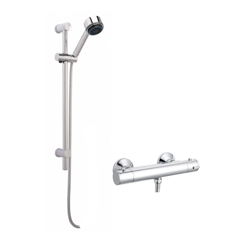 Nuie Chrome Round Bar Shower Valve & Multi Function Slide Rail Kit Nuie Chrome Round Bar Shower Valve & Multi Function Slide Rail Kit