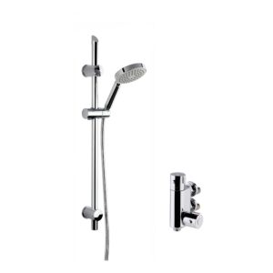 Nuie Chrome Vertical Thermostatic Valve & Slim Slide Rail Kit