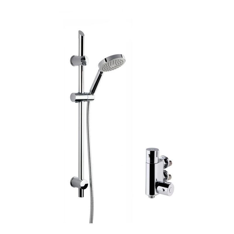 Nuie Chrome Vertical Thermostatic Valve & Slim Slide Rail Kit Nuie Chrome Vertical Thermostatic Valve & Slim Slide Rail Kit