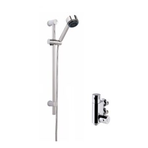 Nuie Chrome Vertical Thermostatic Valve & Multi Function Slider Rail Kit