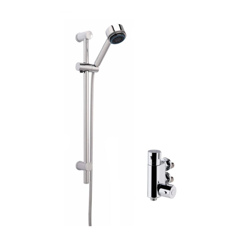 Nuie Chrome Vertical Thermostatic Valve & Multi Function Slider Rail Kit Nuie Chrome Vertical Thermostatic Valve & Multi Function Slider Rail Kit