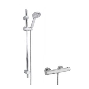 Nuie Chrome Thermostatic Bar Shower Valve & Water Saving Slider Rail Kit