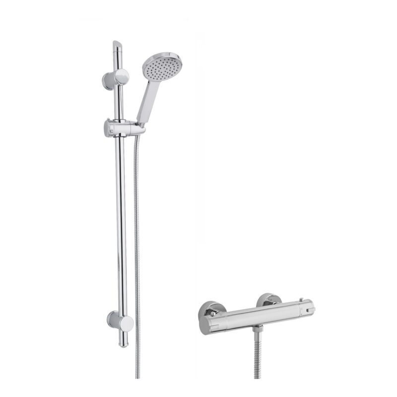 Nuie Chrome Thermostatic Bar Shower Valve & Water Saving Slider Rail Kit Nuie Chrome Thermostatic Bar Shower Valve & Water Saving Slider Rail Kit