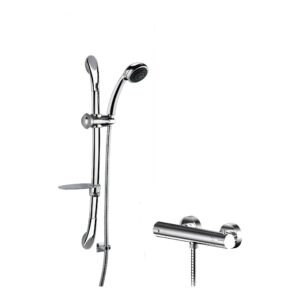 Nuie Binsey Chrome Thermostatic Bar Shower Valve & Curved Slide Rail Kit