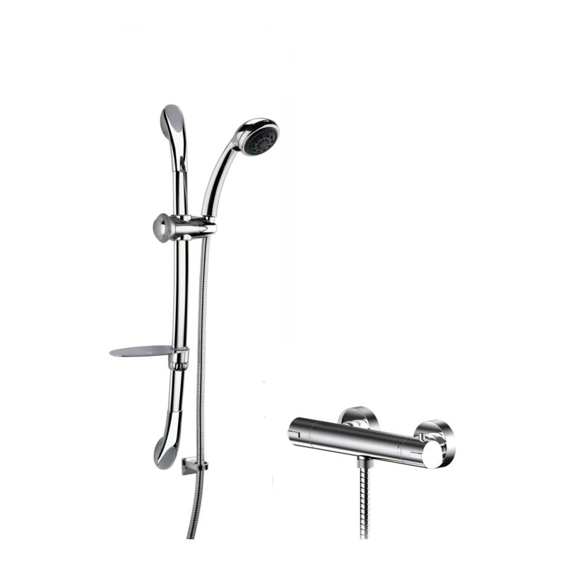 Nuie Binsey Chrome Thermostatic Bar Shower Valve & Curved Slide Rail Kit Nuie Binsey Chrome Thermostatic Bar Shower Valve & Curved Slide Rail Kit
