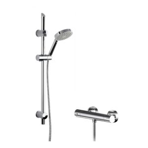 Nuie Binsey Thermostatic Bar Shower Valve & Slim Slide Rail Kit Chrome