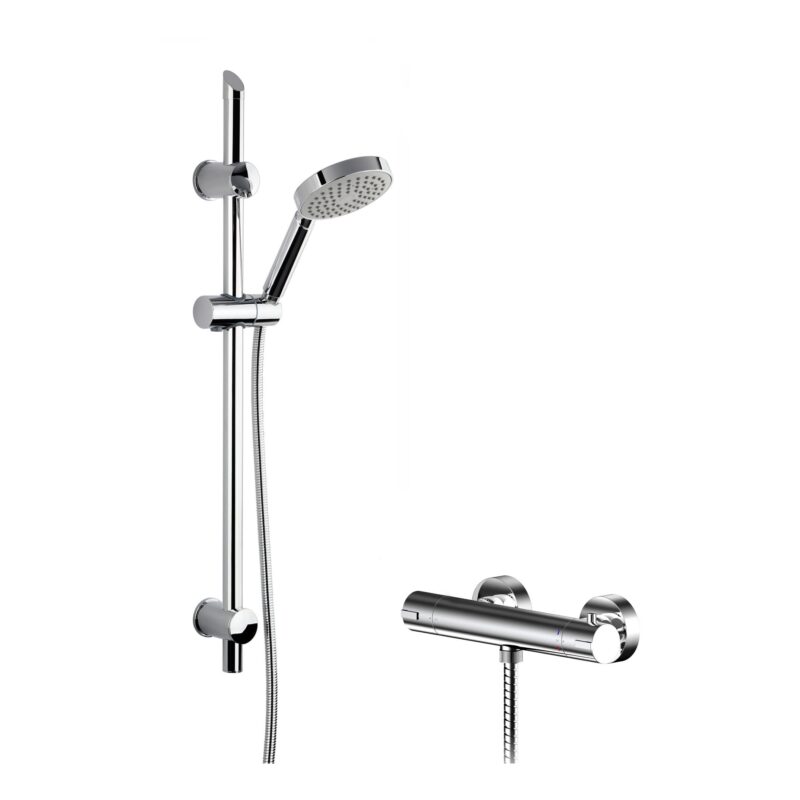 Nuie Binsey Thermostatic Bar Shower Valve & Slim Slide Rail Kit Chrome Nuie Binsey Thermostatic Bar Shower Valve & Slim Slide Rail Kit Chrome