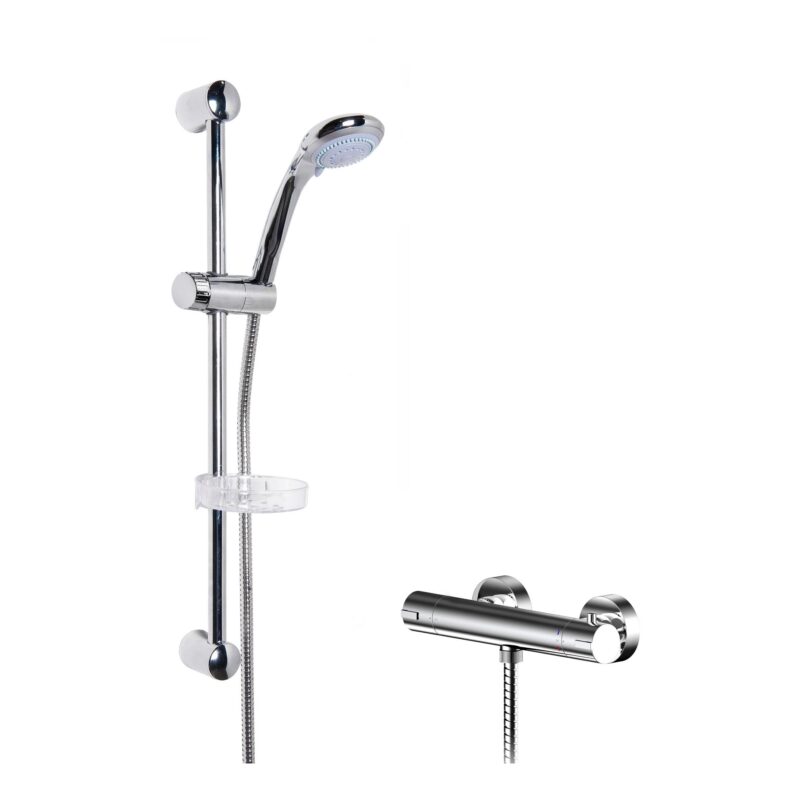 Nuie Binsey Thermostatic Bar Shower Valve & Classic Slide Rail Kit Chrome Nuie Binsey Thermostatic Bar Shower Valve & Classic Slide Rail Kit Chrome