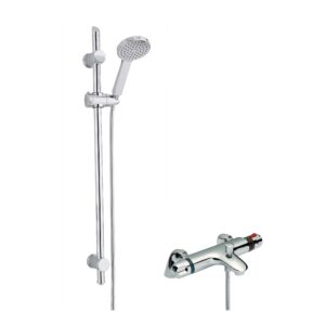 Nuie Reef Thermostatic Bath Shower Mixer & Water Saving Slide Rail Kit Chrome