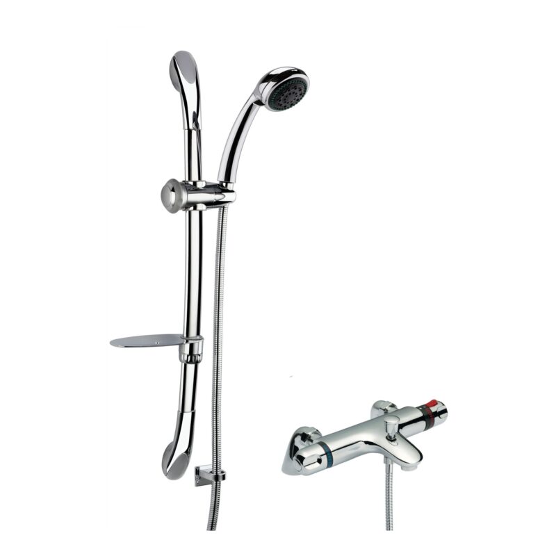 Nuie Reef Thermostatic Bath Shower Mixer & Curved Slide Rail Kit Chrome Nuie Reef Thermostatic Bath Shower Mixer & Curved Slide Rail Kit Chrome