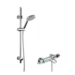 Nuie Reef Thermostatic Bath Shower Mixer & Slim Slide Rail Kit Chrome