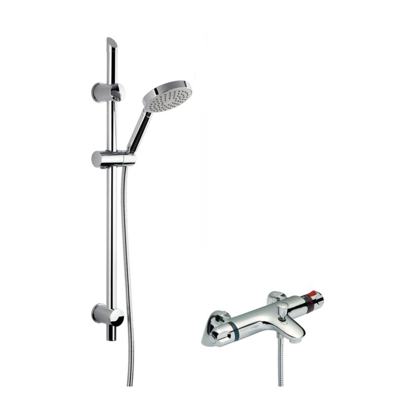 Nuie Reef Thermostatic Bath Shower Mixer & Slim Slide Rail Kit Chrome Nuie Reef Thermostatic Bath Shower Mixer & Slim Slide Rail Kit Chrome