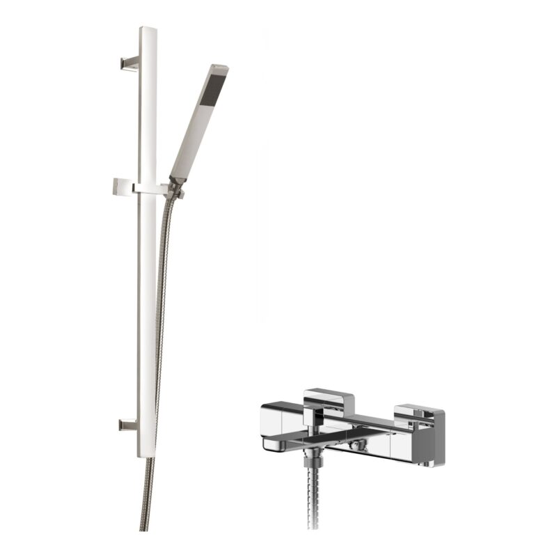 Nuie Windon Chrome Wall Bath Shower Mixer & Single Function Slide Rail Kit Nuie Windon Chrome Wall Bath Shower Mixer & Single Function Slide Rail Kit