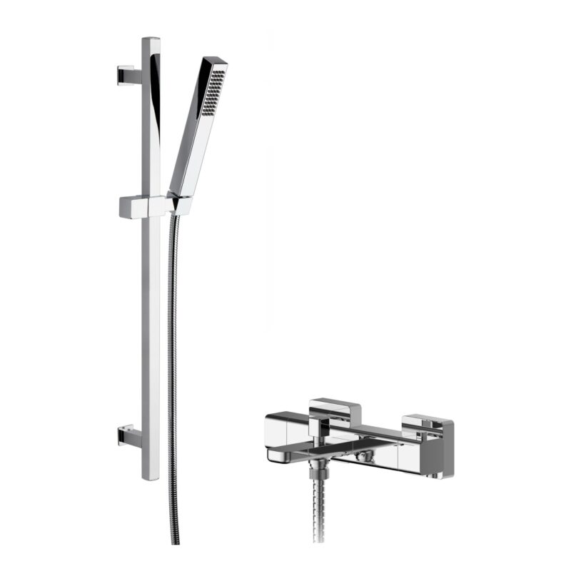 Nuie Windon Thermostatic Wall Bath Shower Mixer & Kubix Slide Rail Kit Chrome Nuie Windon Thermostatic Wall Bath Shower Mixer & Kubix Slide Rail Kit Chrome