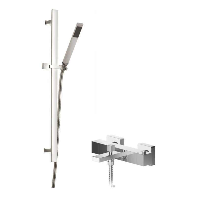 Nuie Sanford Thermostatic Wall Bath Shower Mixer & Sheer Slide Rail Kit Chrome Nuie Sanford Thermostatic Wall Bath Shower Mixer & Sheer Slide Rail Kit Chrome