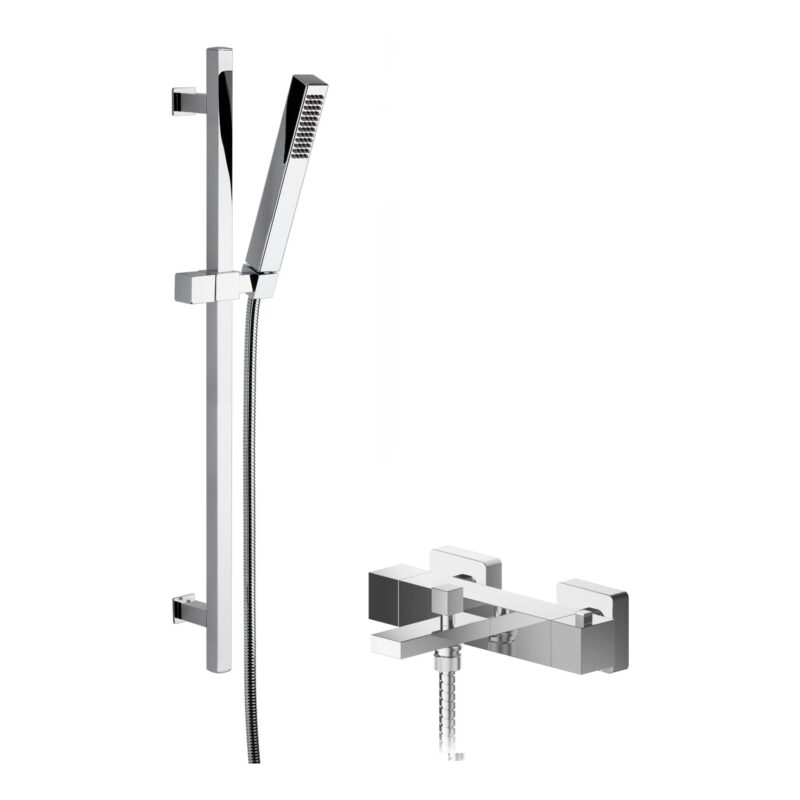Nuie Sanford Chrome Wall Bath Shower Mixer & Kubix Slide Rail Kit Nuie Sanford Chrome Wall Bath Shower Mixer & Kubix Slide Rail Kit