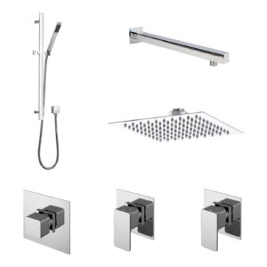 Nuie Windon Chrome Concealed 2 Outlet Thermostatic Shower Set