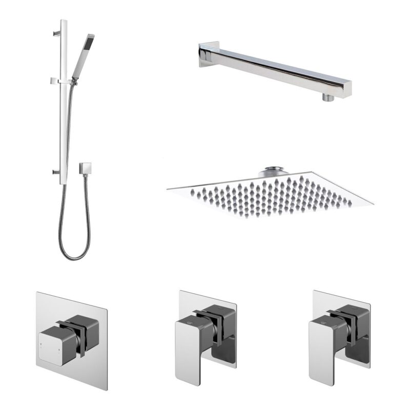 Nuie Windon Chrome Concealed 2 Outlet Thermostatic Shower Set Nuie Windon Chrome Concealed 2 Outlet Thermostatic Shower Set