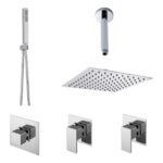 Nuie Windon Chrome Concealed 2 Outlet Shower Set with Stop Taps