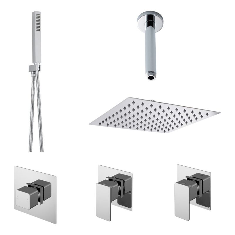 Nuie Windon Chrome Concealed 2 Outlet Shower Set with Stop Taps Nuie Windon Chrome Concealed 2 Outlet Shower Set with Stop Taps