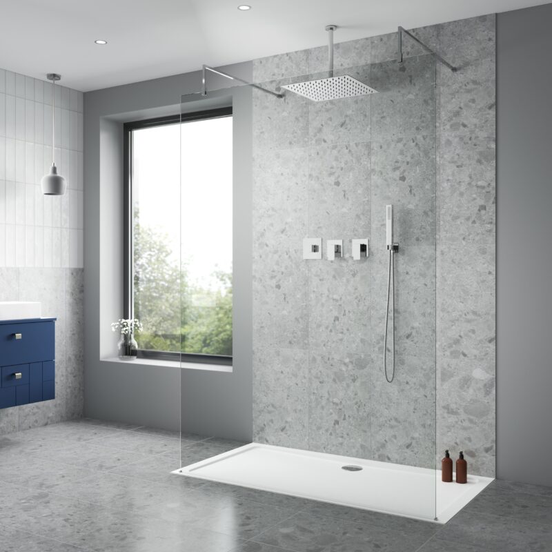 Nuie Windon Chrome Concealed 2 Outlet Shower Set with Stop Taps