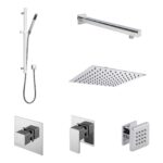 Nuie Windon Chrome Thermostatic Shower System with 3 Body Jets
