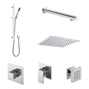 Nuie Windon Chrome Thermostatic Shower System with 3 Body Jets