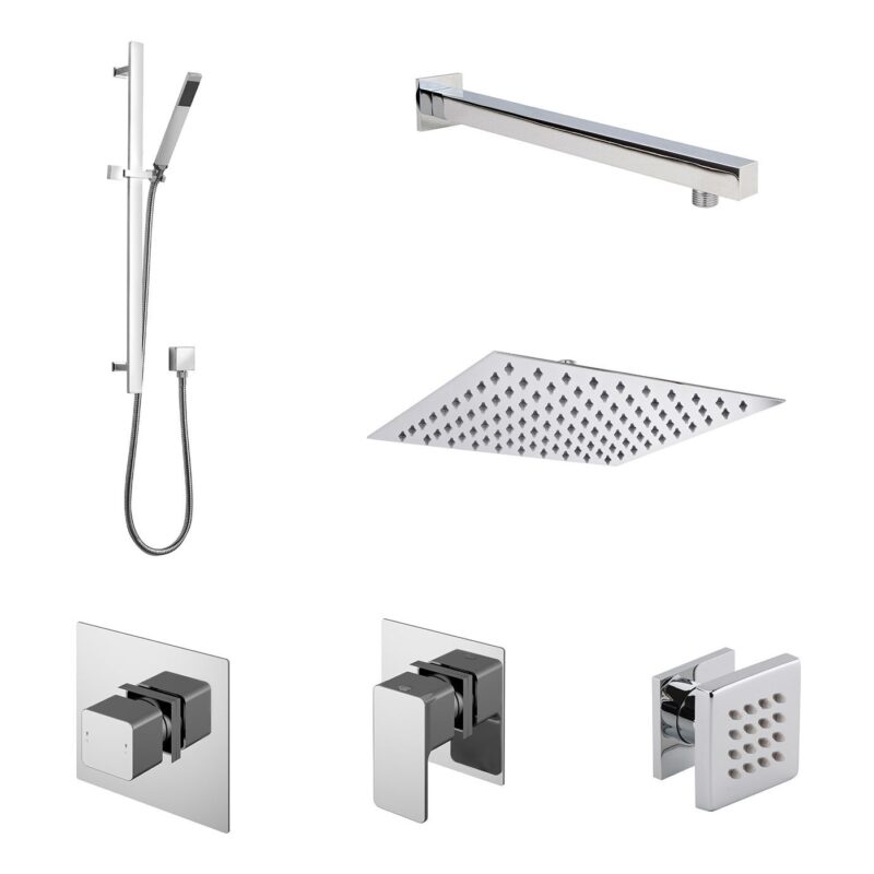 Nuie Windon Chrome Thermostatic Shower System with 3 Body Jets Nuie Windon Chrome Thermostatic Shower System with 3 Body Jets