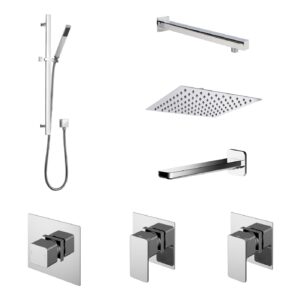 Nuie Windon Chrome Thermostatic Shower with Shower Kit, Fixed Head & Spout