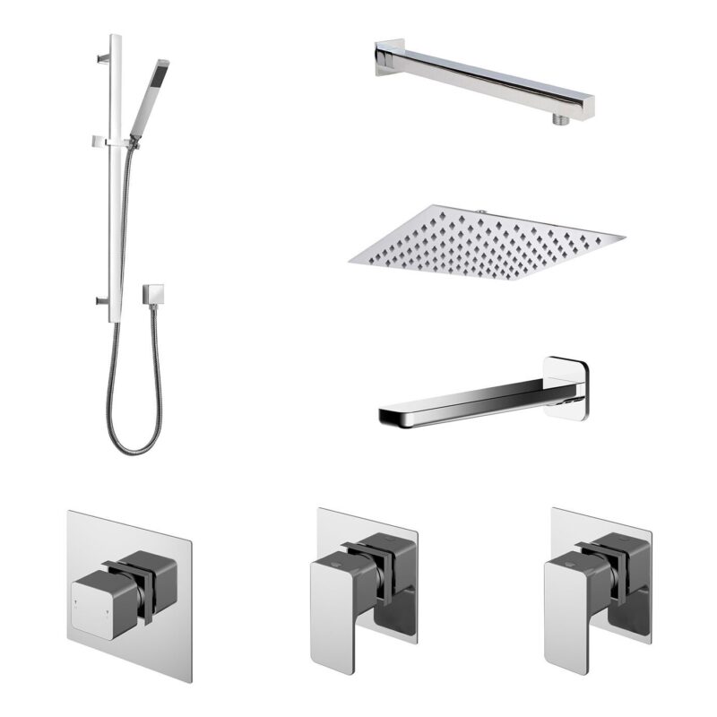 Nuie Windon Chrome Thermostatic Shower with Shower Kit, Fixed Head & Spout Nuie Windon Chrome Thermostatic Shower with Shower Kit, Fixed Head & Spout