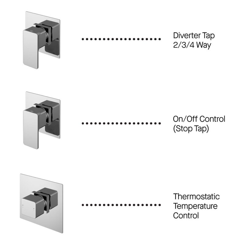 Nuie Windon Chrome Thermostatic Shower with Shower Kit, Fixed Head & Spout