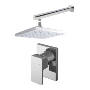 Nuie Windon Chrome Manual Concealed Shower Valve with Fixed Head & Arm