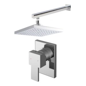 Nuie Sanford Chrome Manual Concealed Shower Valve with Fixed Head & Arm