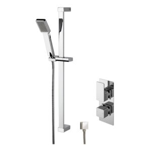 Nuie Windon Chrome Square Concealed Shower Set with Slide Rail Kit